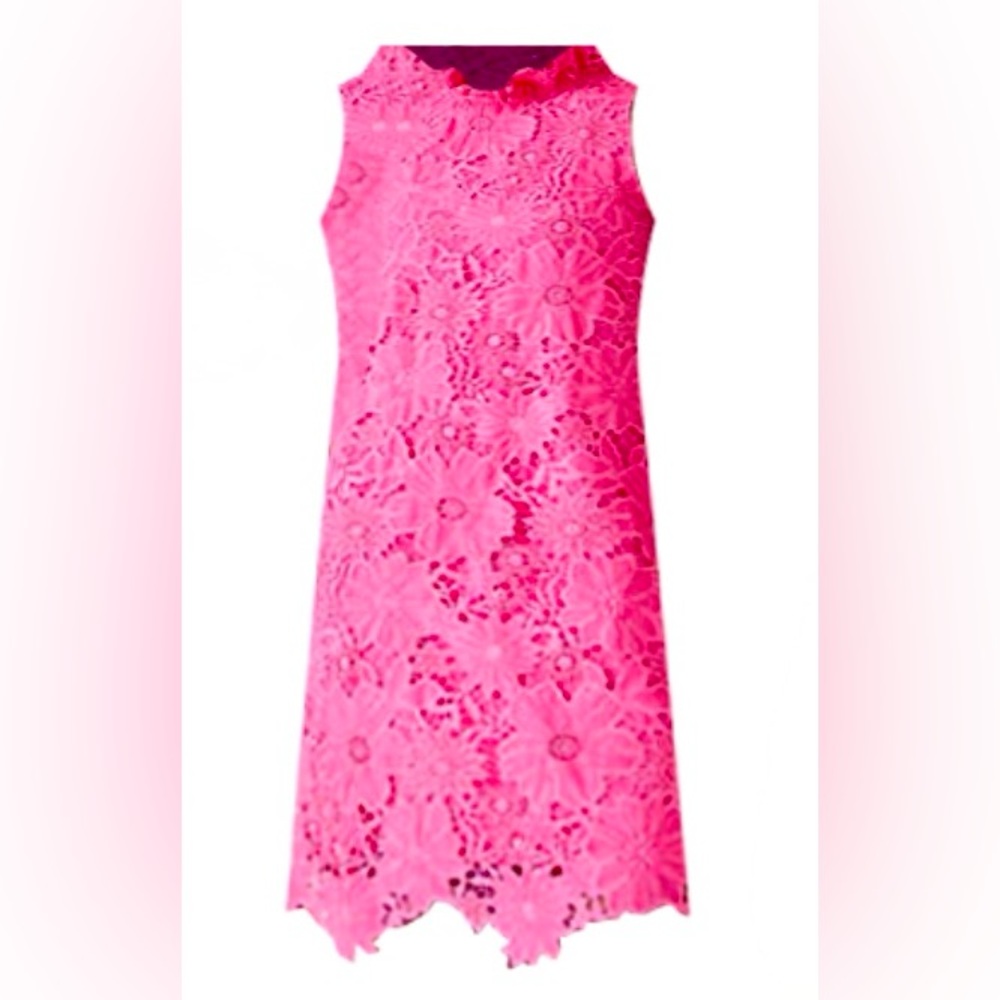 Women's Sleeveless 3D Lace Dress Pink Pop Large Crown & Ivy Dainty Lace Back Bow